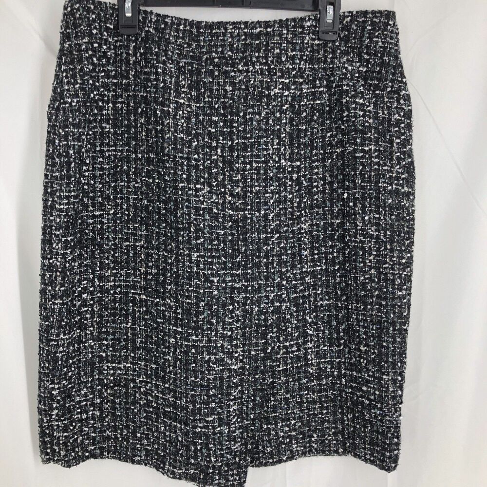 Emerson Rose Knee-Length Pencil Skirt Womens 16 Black Tweed Back Zipper Casual